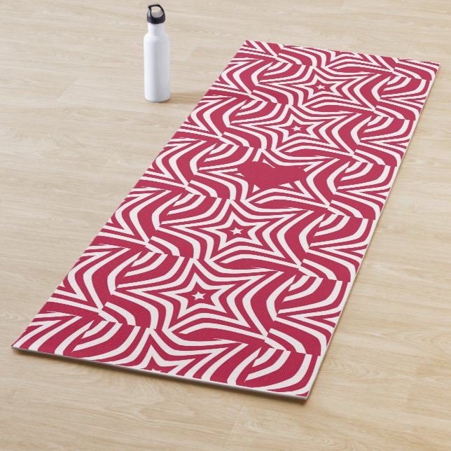 Cute nice lovely red heart star pattern design yoga mat (In Situ)