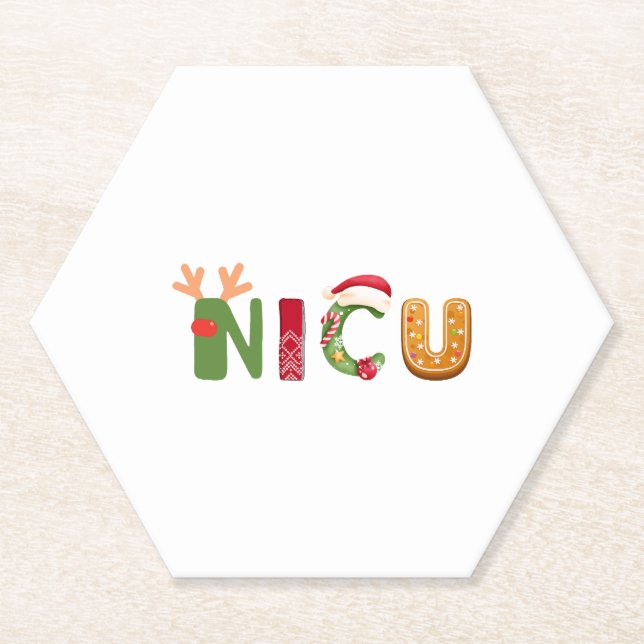 Cute NICU Christmas design    Paper Coaster (Front)