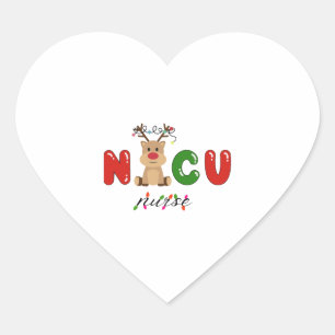 Cute NICU nurse Christmas design Heart Sticker