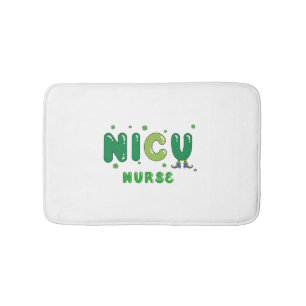 Cute NICU nurse St. Patrick's design Bath Mat