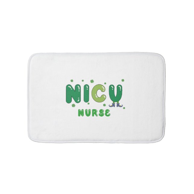 Cute NICU nurse St. Patrick's design Bath Mat (Front)