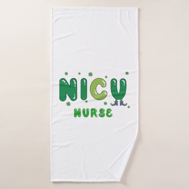 Cute NICU nurse St. Patrick's design Bath Towel (Bath Towel)
