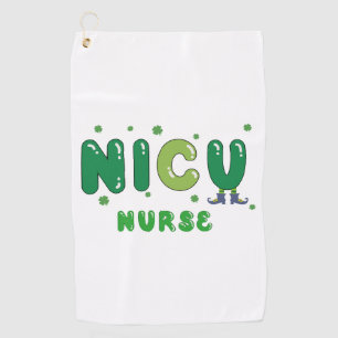Cute NICU nurse St. Patrick's design Golf Towel