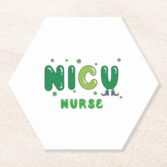 Cute NICU nurse St. Patrick's design Paper Coaster (Front)