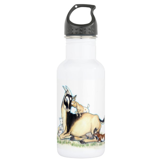 Cute Nigerian Dwarf Goat and Kids 532 Ml Water Bottle (Front)