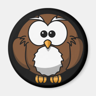 Cute Night Brown Owl Fridge Magnet