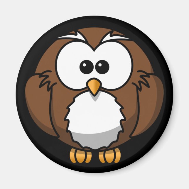 Cute Night Brown Owl Fridge Magnet (Front)
