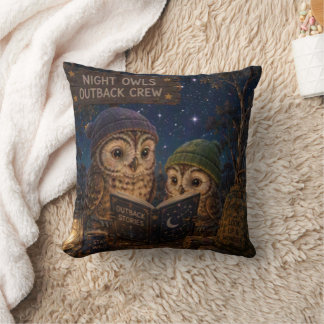 Cute Night Owls Outback Crew Stargazing Adventure Cushion