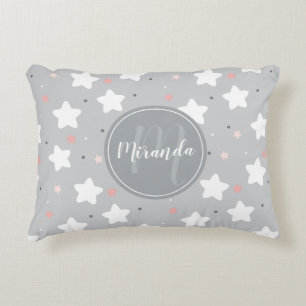 Cute Night Sky with Custom Monogram and Name Decorative Cushion
