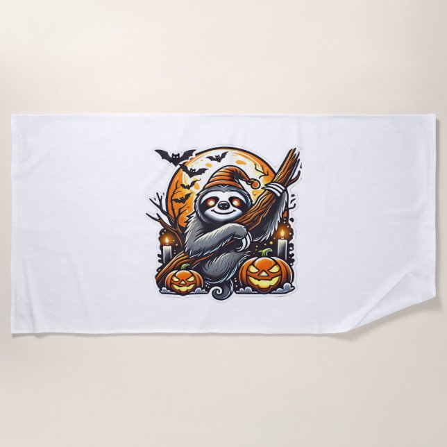 Cute Night Sloth Halloween Classic T-Shirt Beach Towel (Front)