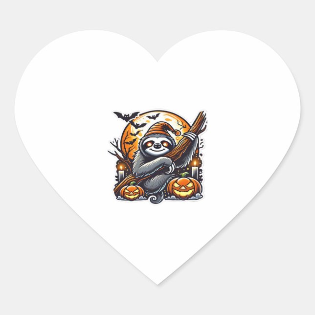 Cute Night Sloth Halloween Classic T-Shirt Heart Sticker (Front)