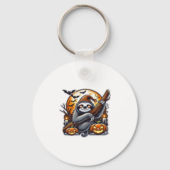 Cute Night Sloth Halloween Classic T-Shirt Key Ring (Front)