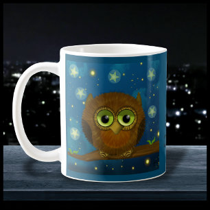 Cute night-time brown owl coffee mug