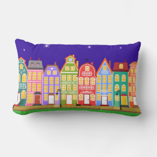 Cute Night Town Walking Cat Pillow