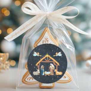 Cute Night When Christ Was Born Classic Round Sticker