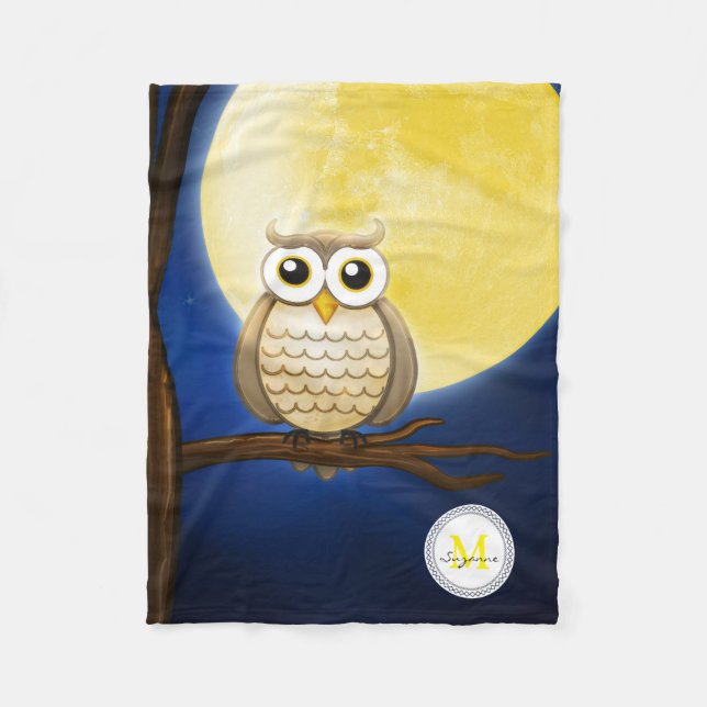 Cute Night Wise Owl | Decorative Fleece Blanket (Front)