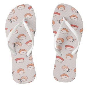 Cute Nigiri Sushi Seamless Pattern Thongs