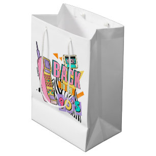 Cute nineties retro party medium gift bag