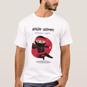 Cute Ninja Black & Red Kids Birthday Party Dad T-Shirt