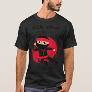 Cute Ninja Black Red Kids Birthday Party T Shirt