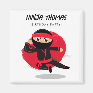 Cute Ninja Black Red Kids Birthday Party T Shirt Magnet