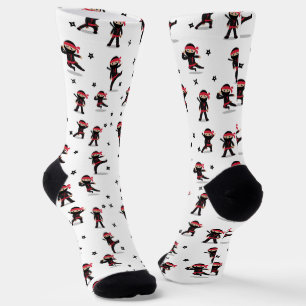 Cute Ninja Black & Red Pattern Socks