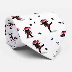 Cute Ninja Black & Red Pattern Tie