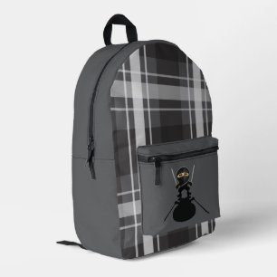 Cute Ninja Boy Anime Warrior Black Plaid Street Printed Backpack