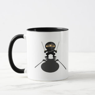 Cute Ninja Boy Dual Katana Cartoon Anime Warrior Mug