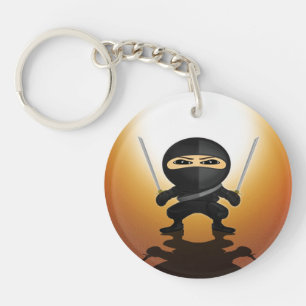 Cute Ninja Boy Dual Katana Kawaii Anime Artwork Key Ring