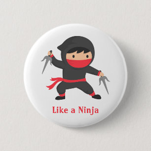 Cute Ninja Boy with Sai Weapons for Kids 6 Cm Round Badge