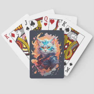 Cute Ninja Cat Warrior Design Playing Cards