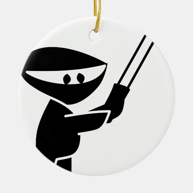 cute ninja graphic ceramic ornament (Front)