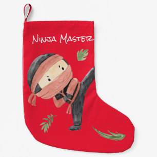 Cute Ninja in Orange - Personalized Holiday Gift  Small Christmas Stocking