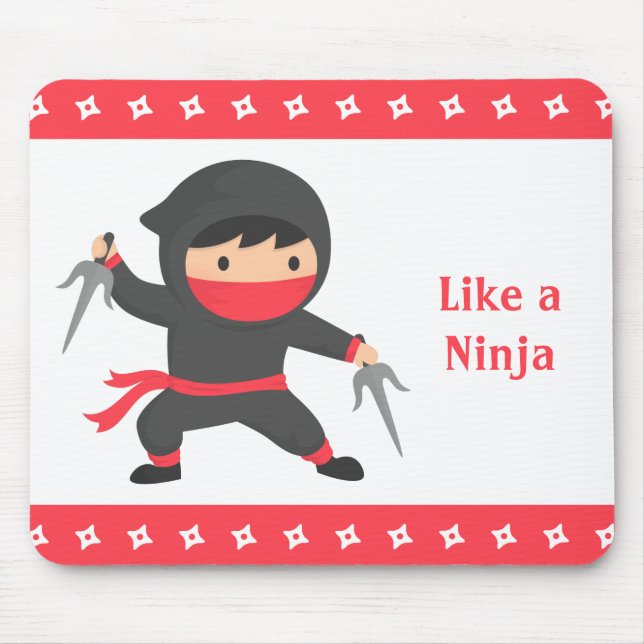 Cute Ninja Kid with Sai Weapons for Kids Mouse Pad (Front)