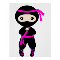 Cute Ninja Kids Warrior Girl Standing Bday Party 