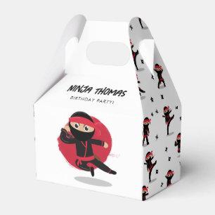Cute Ninja Warrior Black & Red Kids Birthday Party Favour Box
