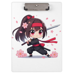 Cute ninja warrior blossom girl clipboard