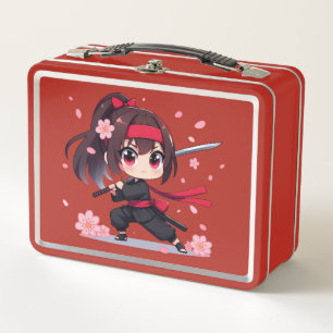 Cute ninja warrior blossom girl metal lunch box