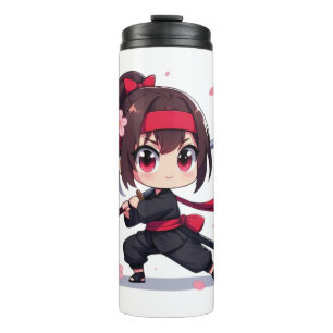 Cute ninja warrior blossom girl thermal tumbler