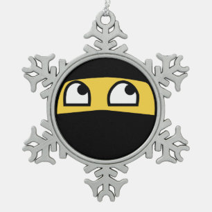Cute Ninja Warrior emoji Snowflake Pewter Christmas Ornament
