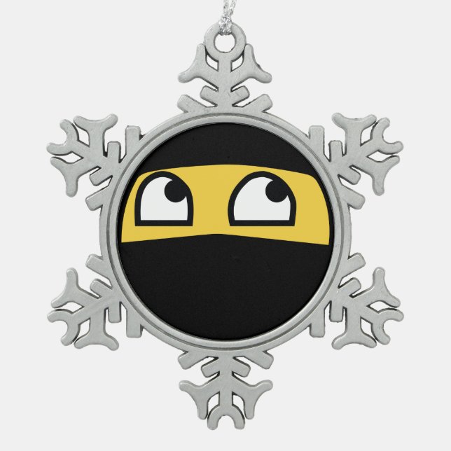 Cute Ninja Warrior emoji Snowflake Pewter Christmas Ornament (Front)