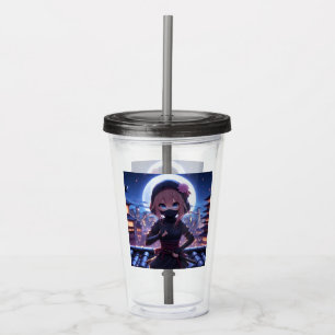 Cute ninja warrior girl acrylic tumbler