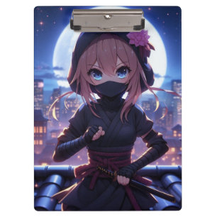 Cute ninja warrior girl clipboard