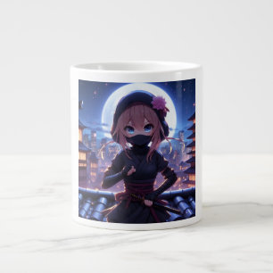 Cute ninja warrior girl large coffee mug