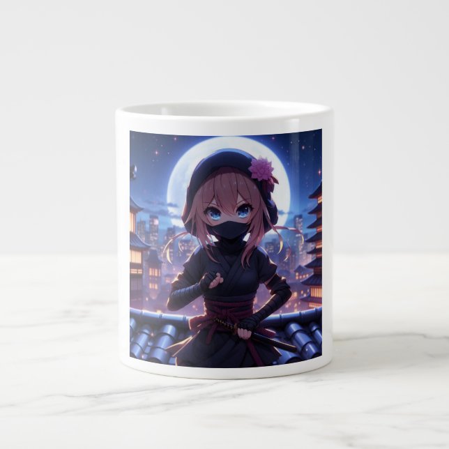 Cute ninja warrior girl  large coffee mug (Front)