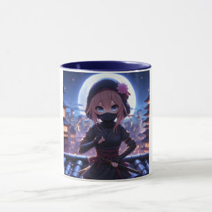 Cute ninja warrior girl mug