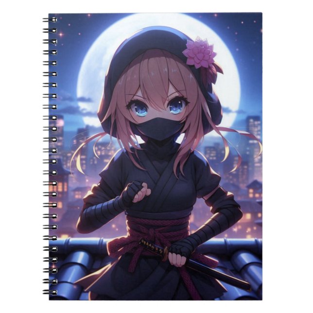 Cute ninja warrior girl  notebook (Front)