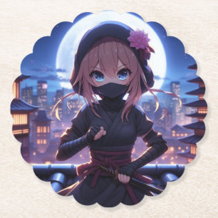 Cute ninja warrior girl  paper coaster