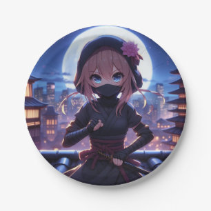 Cute ninja warrior girl paper plate